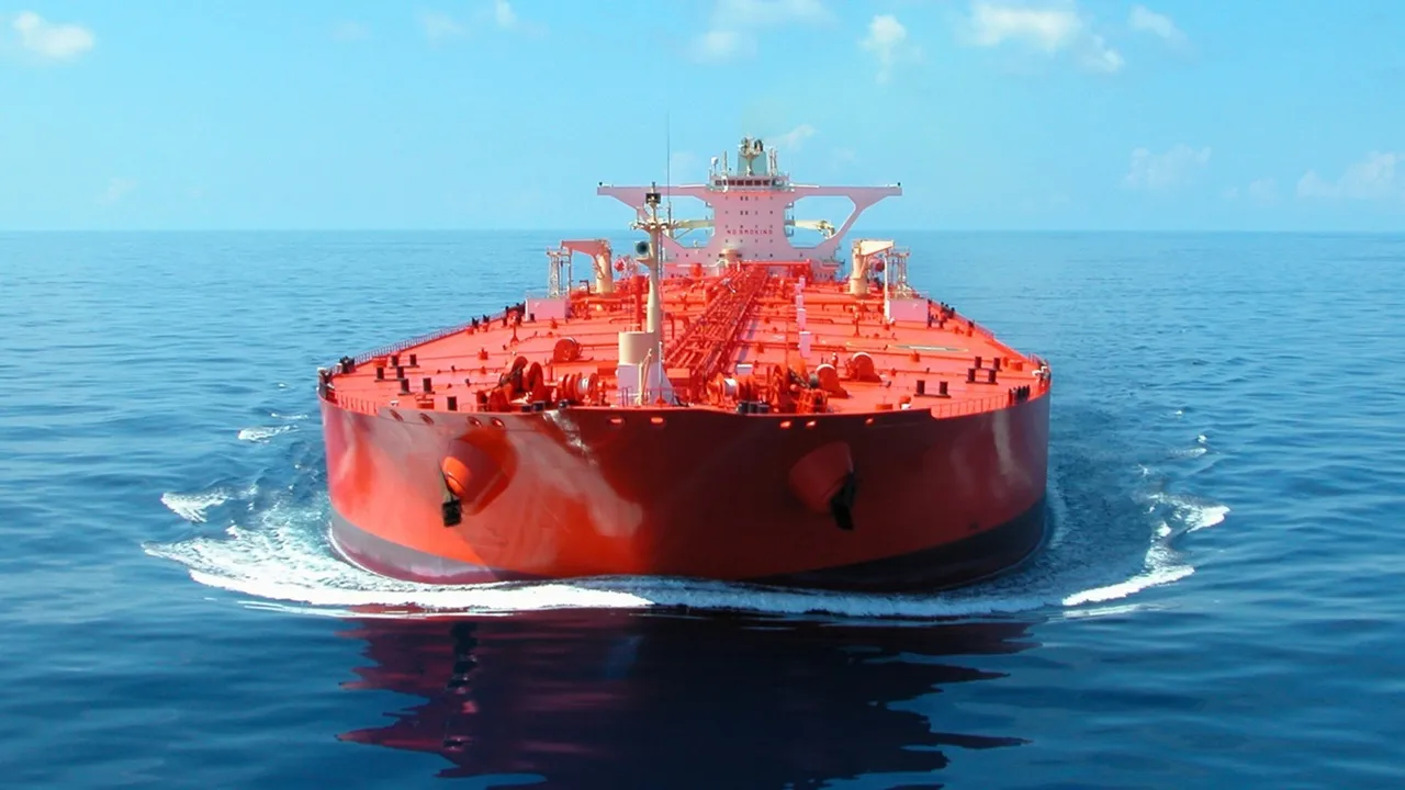 VLCC crude oil tanker vessel at sea with cargo operations